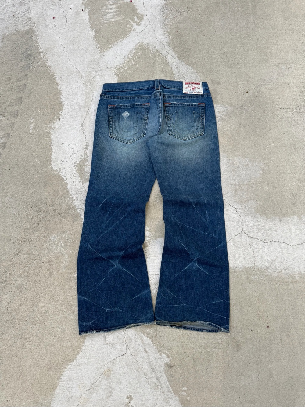 True Religion Men's Dark to Medium Blue Bootcut Jeans
